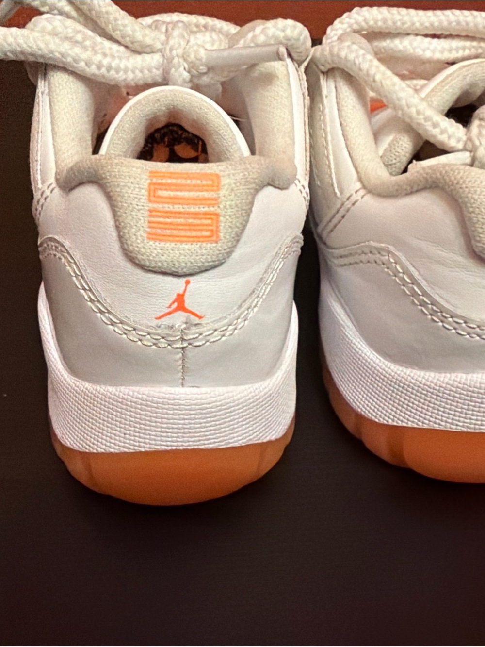 Jordan Air Jordan 11 Retro Low White Orange Sneaker Unisex Kids Size 12C - Picture 3 of 6